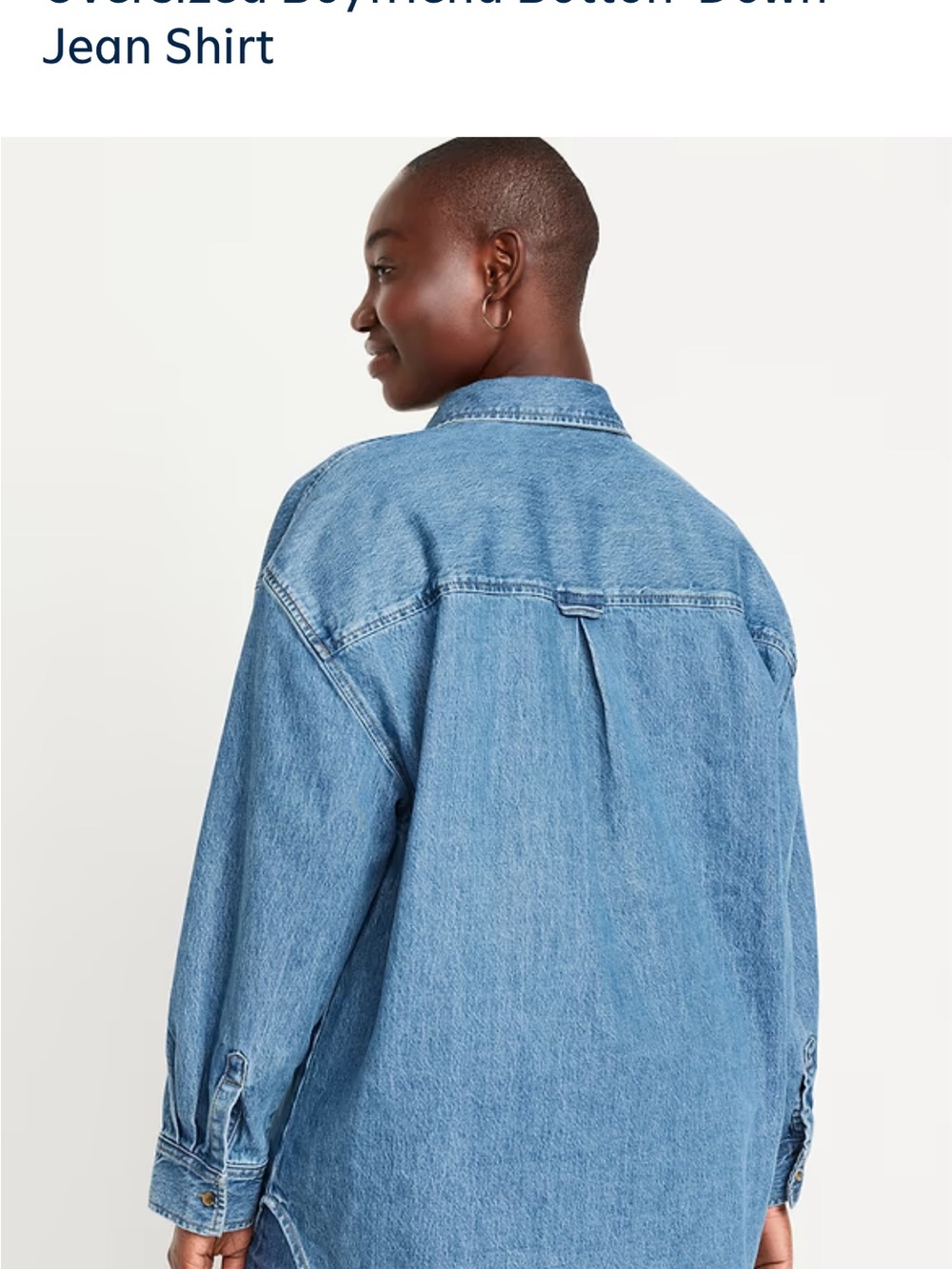 Oversized Boyfriend Button-Down Jean Shirt Old Navy NEW L - Picture 5 of 10
